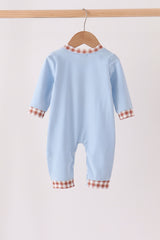 Blue turkey applique romper