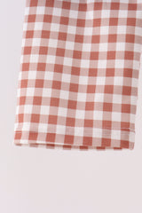 Blue turkey applique gingham pants set