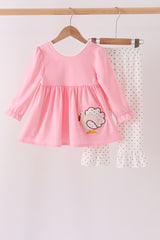 Pink turkey applique ruffle pants set
