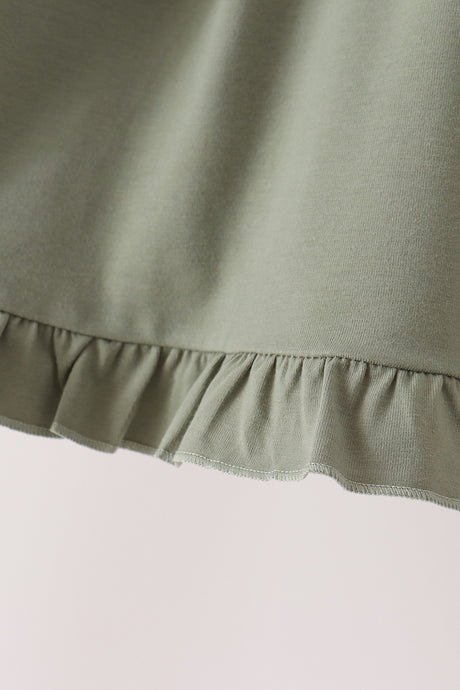 Green goose pumpkin embroidery dress