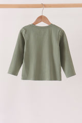 Green goose pumpkin embroidery top