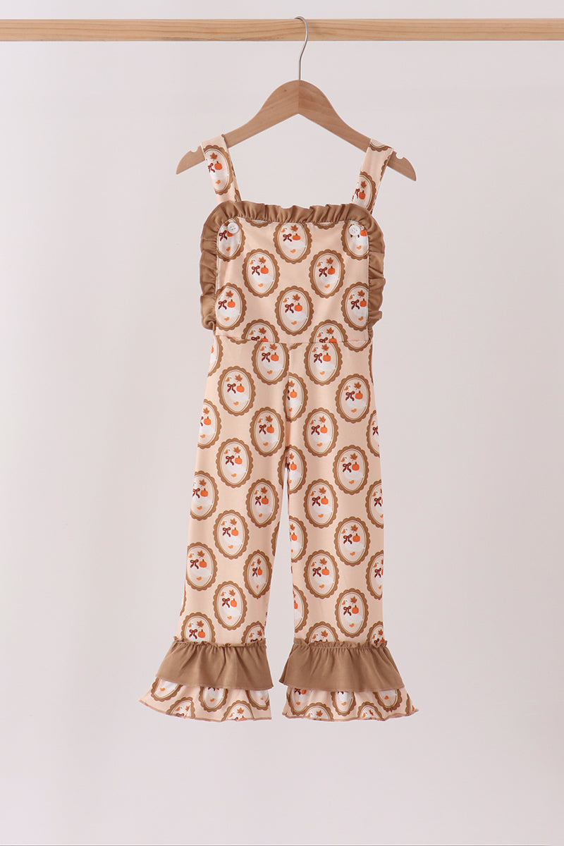 Brown goose pumpkin ruffle jumpsuit