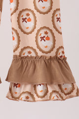 Brown goose pumpkin ruffle jumpsuit
