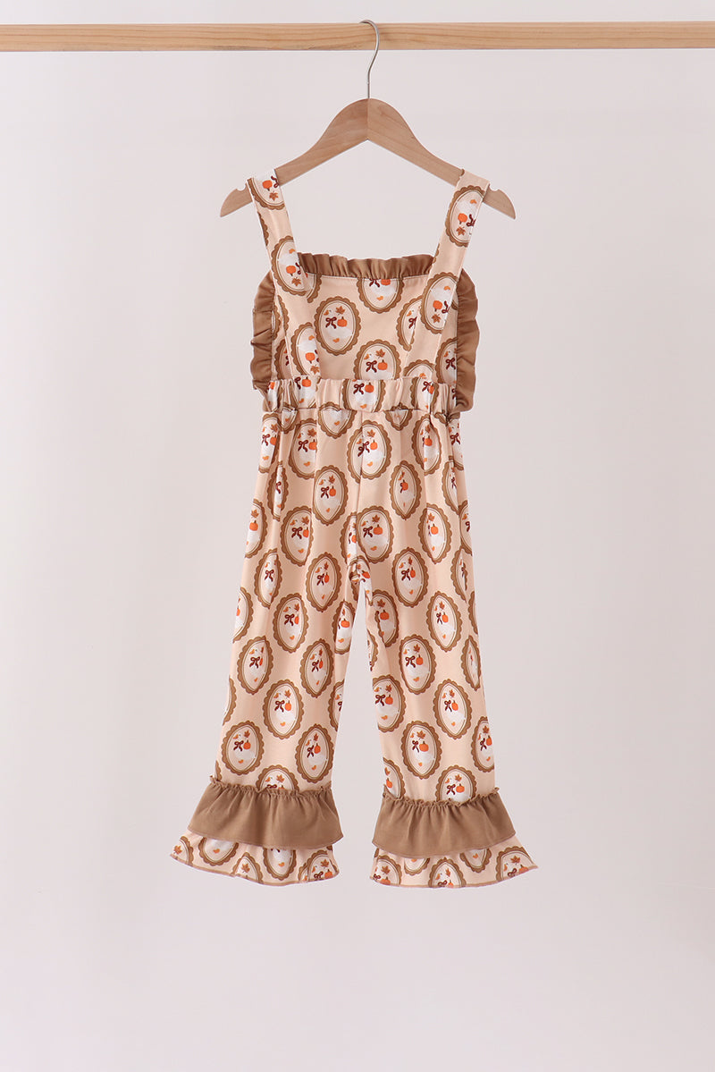 Brown goose pumpkin ruffle jumpsuit