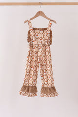 Brown goose pumpkin ruffle jumpsuit