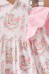 Pink horse ruffle pants set