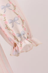 Pumpkin Pie Bow Embroidery Ruffle Dress