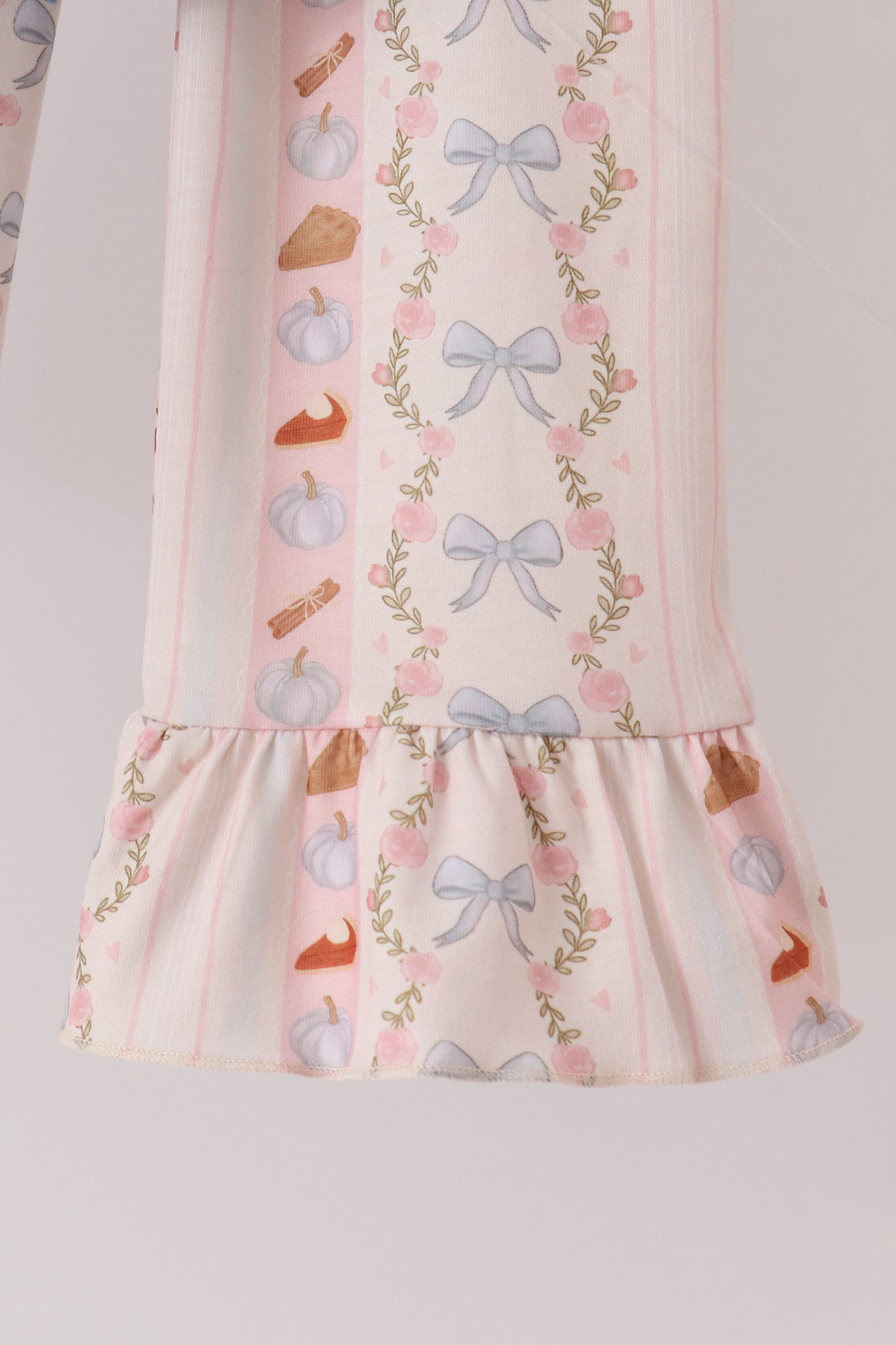 Pumpkin Pie Bow Embroidery Ruffle Pants Set