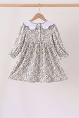 Blue turkey embroidery dress