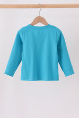 Blue turkey embroidery top