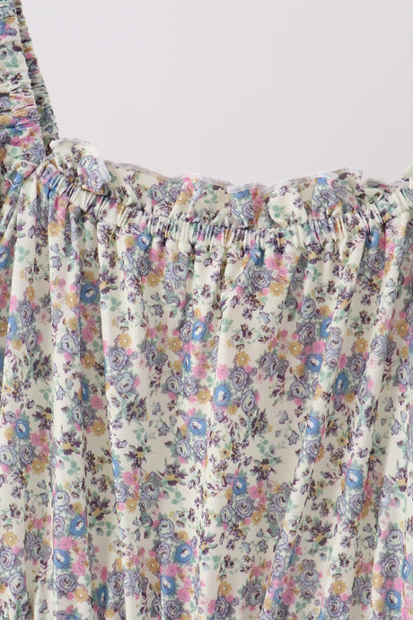 Blue floral smocked mom dress