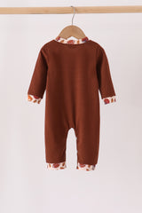 Brown touchdown football embroidery romper