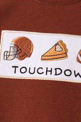 Brown touchdown football embroidery pants set