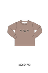 Brown deer embroidery top