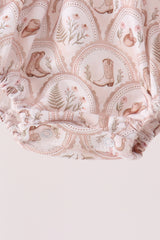 Brown Howdy Y'ALL embroidery ruffle bubble