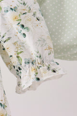 Sage floral smocked ruffle bloomer set