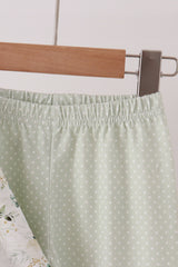 Sage floral smocked ruffle pants set