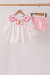 Pink french knot dot bloomer set