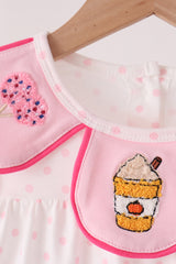 Pink french knot dot bloomer set