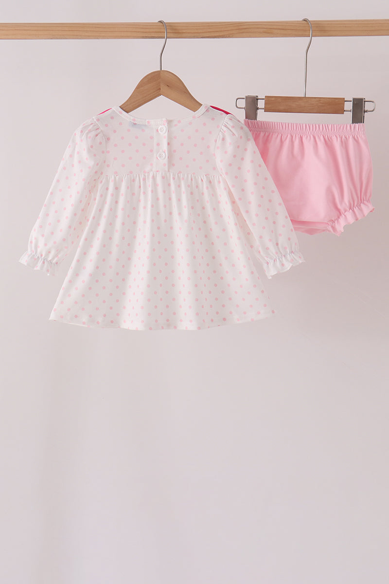 Pink french knot dot bloomer set