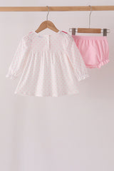 Pink french knot dot bloomer set