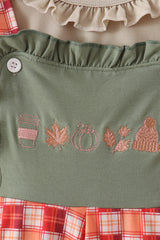 Green Pumpkin Embroidery 2cp jumpsuit set