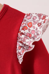 Maroon thankful leaves floral embroidey dress