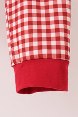 Maroon thankful leaves embroidey gingham pants set