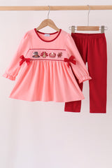 Pink turkey embroidery pants set