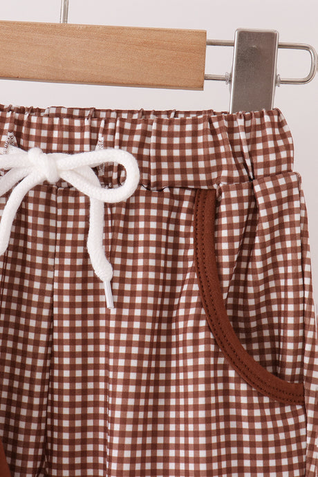 Brown Turkey Embroidery Pants Set