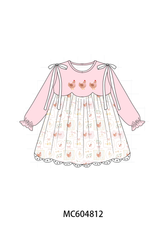 Pink chicken embroidery dress