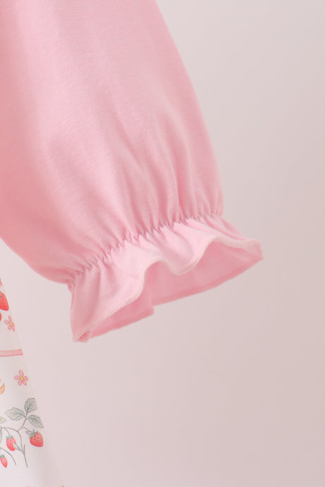 Pink chicken embroidery dress
