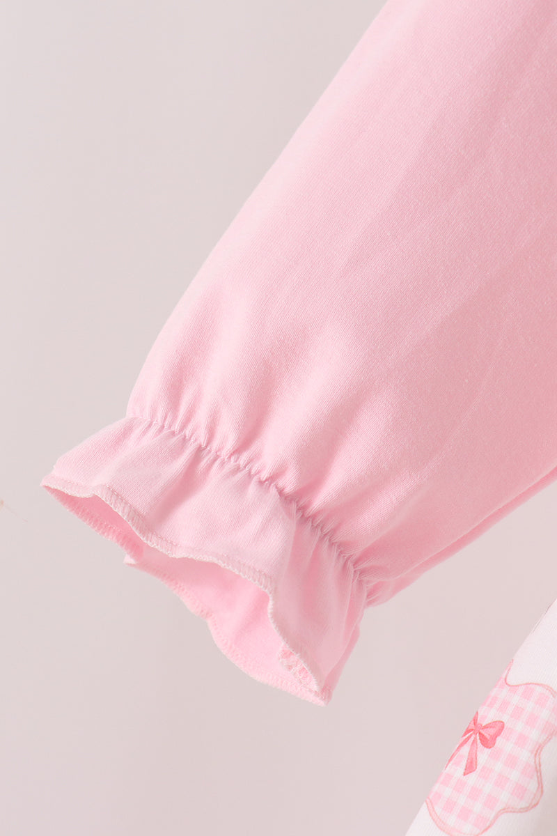 Pink chicken embroidery pants set