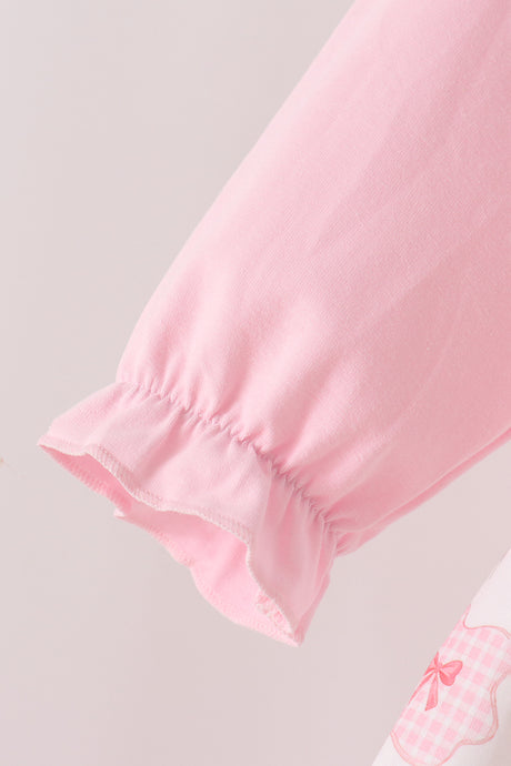 Pink chicken embroidery pants set