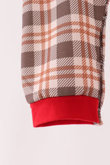 Brown Cow Embroidery Plaid Romper