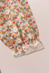 Brown Floral Cow Embroidery Dress