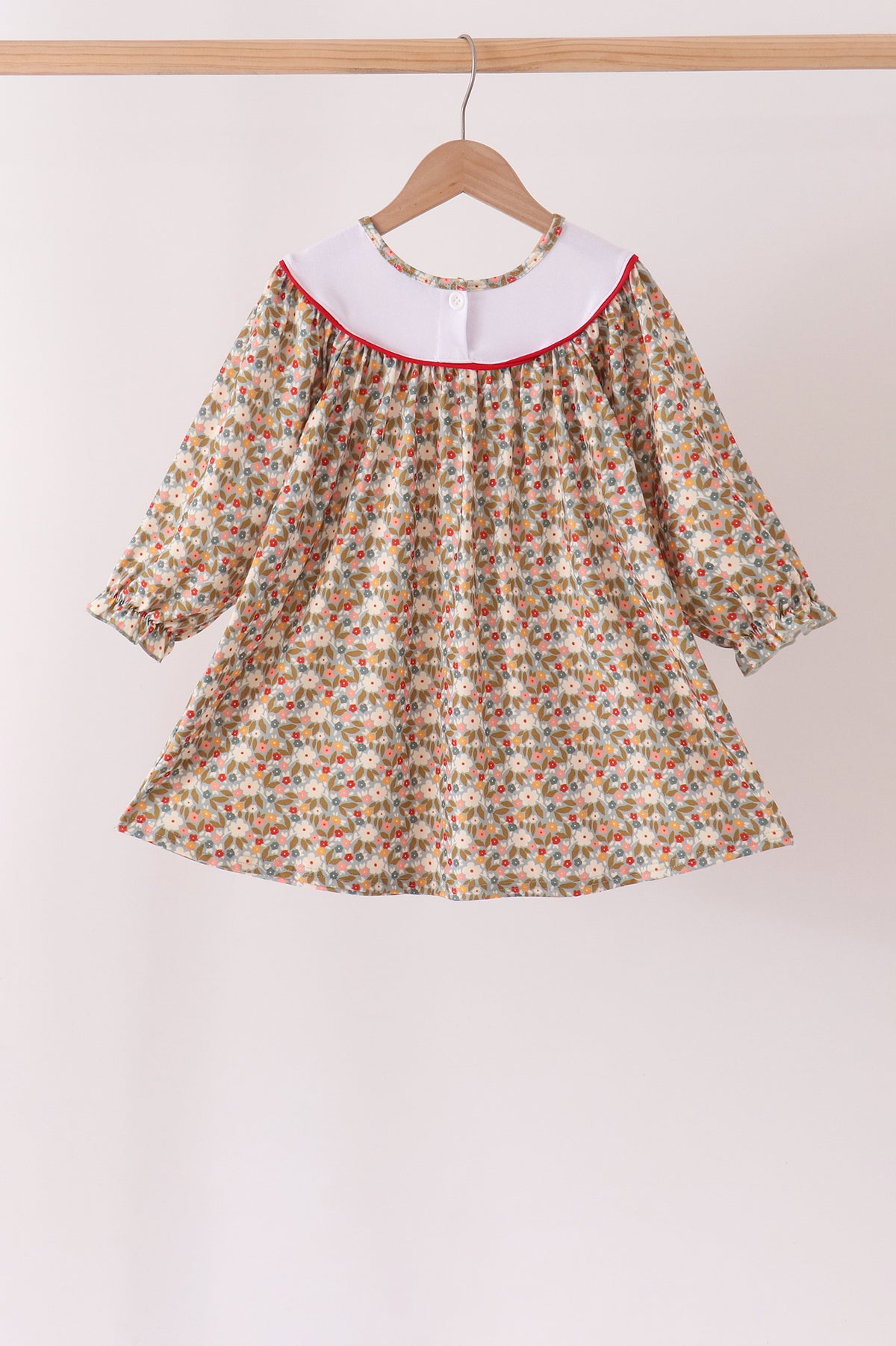 Brown Floral Cow Embroidery Dress