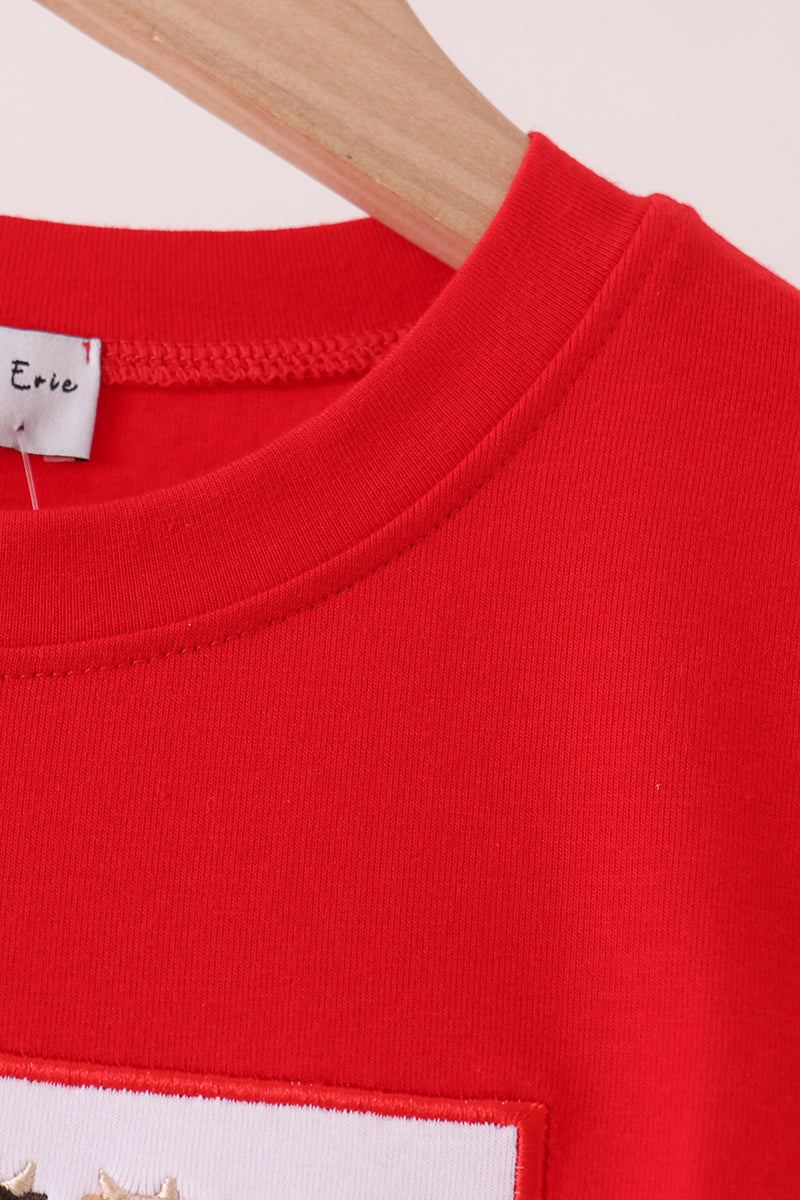 Red Cow Embroidery Top