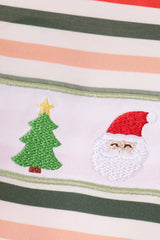 Green Reindeer Tree Embroidery Ruffle Romper