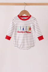 Gray Stripe Daddy's Helper Embroidery Bubble