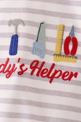 Gray Stripe Daddy's Helper Embroidery Bubble