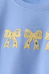 Yellow Floral Bow Applique Pants Set