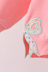 Pink Floral Bow Applique Pants Set