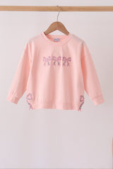 Pink Floral Bow Applique Top