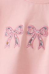 Pink Floral Bow Applique Top