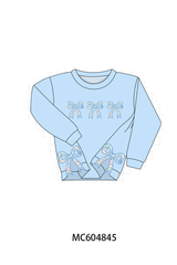 Blue Floral Bow Applique Top