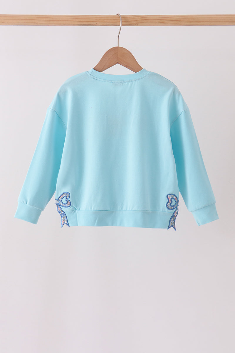 Blue Floral Bow Applique Top