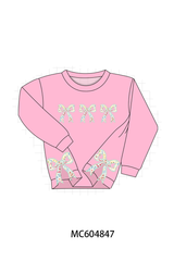 Pink Floral Bow Applique Top