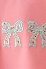 Pink Floral Bow Applique Top