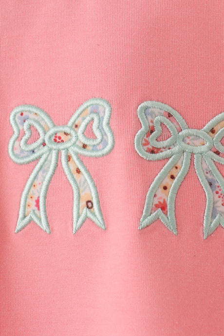 Pink Floral Bow Applique Top